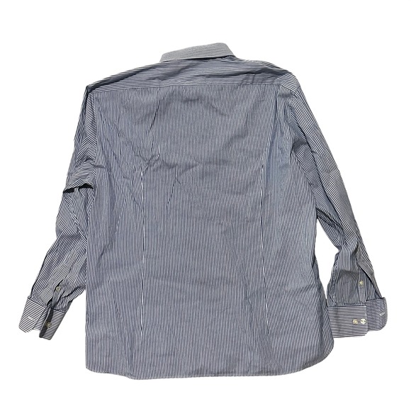 John Varvatos USA Slim Fit Blue White Stripe Button Down Shirt Mens 16.5 / 32-33 - Picture 2 of 12